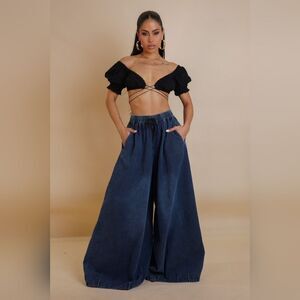 Oversized Denim Pants- Dark Wash